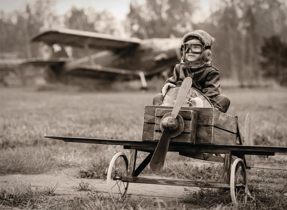 Vintage Airplane Boy